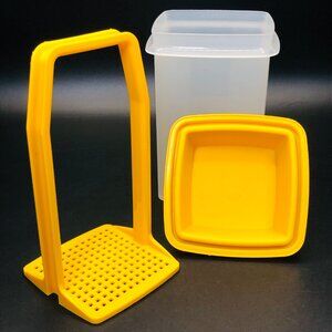 Vintage 70s Tupperware Harvest Yellow PICK-A-DELI Pickle Castor Keeper: 7.25"